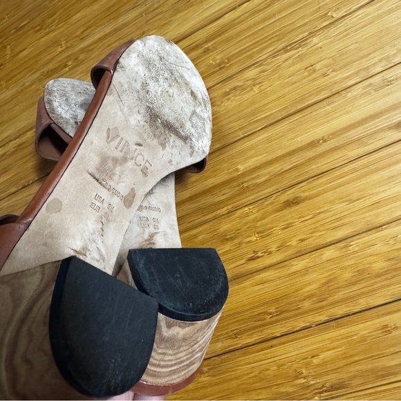 Vince Ria brown leather ankle doble strap size 9 sandals pumps - Picture 4 of 9